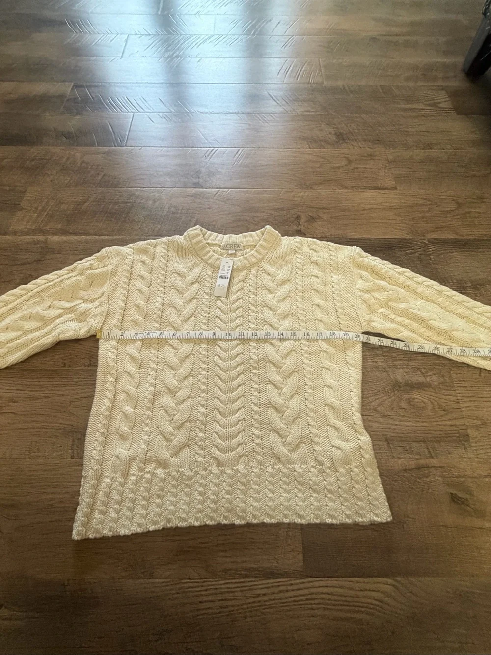 J.Crew NWT Fisherman Sweater 100% Cotton Cable Knit Cream Ivory Medium